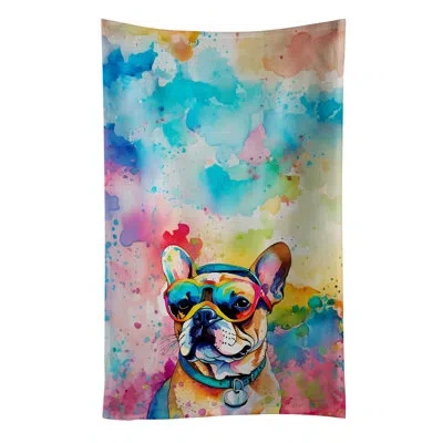 Caroline's Treasures French Bulldog Hippie Dawg Kitchen Towel In Multicolor