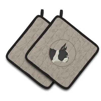 Caroline's Treasures French Bulldog In The Kitchen Potholder In Black;gray