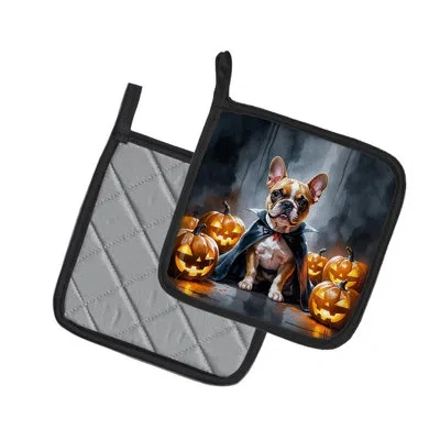 Caroline's Treasures French Bulldog Puppy Halloween Pair Of Pot Holders In Multicolor