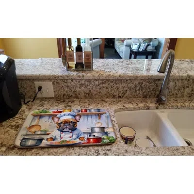 Caroline's Treasures French Bulldog The Chef Dish Drying Mat In Natural