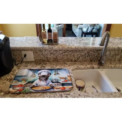 Caroline's Treasures French Bulldog The Chef Dish Drying Mat In Natural