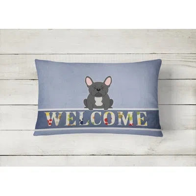 Caroline's Treasures French Bulldog Welcome Lumbar Pillow In Black