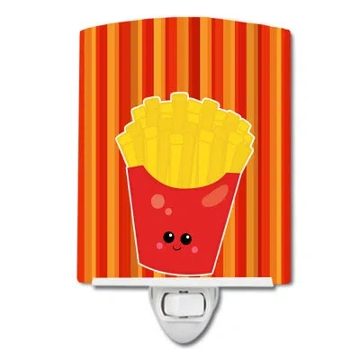 Caroline's Treasures French Fries Face Ceramic Night Light In Red