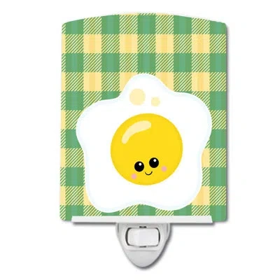 Caroline's Treasures Fried Egg Face Ceramic Night Light In Green