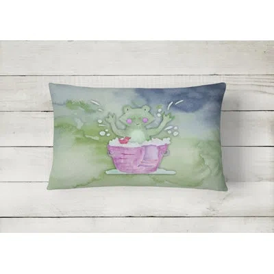 Caroline's Treasures Frog Bathing Watercolor Lumbar Pillow