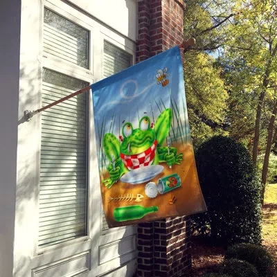 Caroline's Treasures Frog Happy Plate 2-sided Polyester 40 X 28 In. House Flag