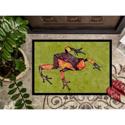 Caroline's Treasures Frog Non-slip Indoor Door Mat In Green