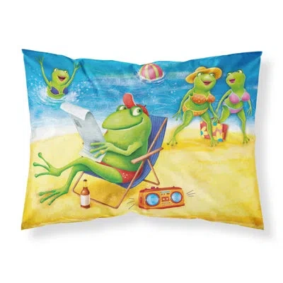 Caroline's Treasures Frogs On The Beach Pillowcase In Beige