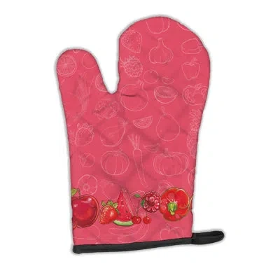 Caroline's Treasures Fruits And Vegetables Oven Mitt In Pink