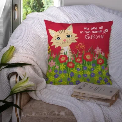 Caroline's Treasures Garden Cat Indoor / Outdoor 14" Throw Pillow
