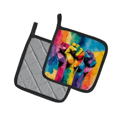 Caroline's Treasures Gay Rights Are Human Rights Pair Of Pot Holders In Multicolor