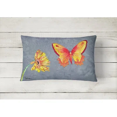 Caroline's Treasures Gerber Daisy And Butterfly Indoor/outdoor Throw Pillow