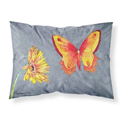 Caroline's Treasures Gerber Daisy And Butterfly Pillowcase In Gray