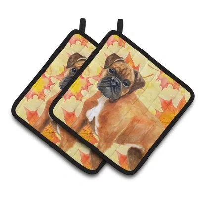 Caroline's Treasures German Boxer Fall Potholder In Black;brown;yellow