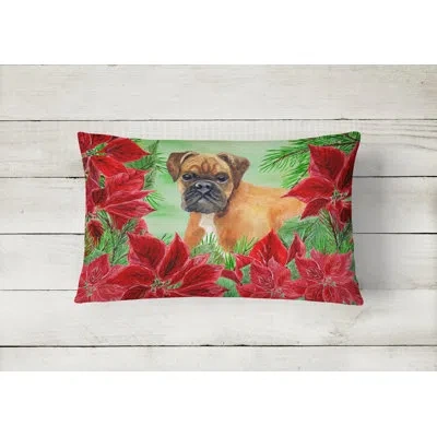 Caroline's Treasures German Boxer Poinsettias Indoor/outdoor Throw Pillow
