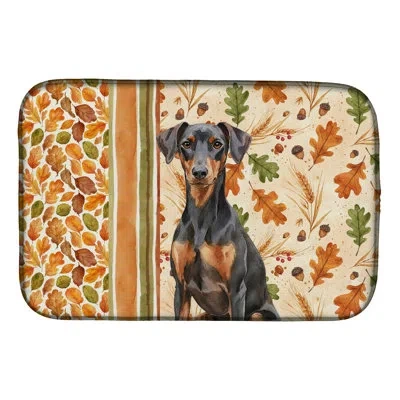 Caroline's Treasures German Pinscher Heirloom Fall Dish Drying Mat In Natural