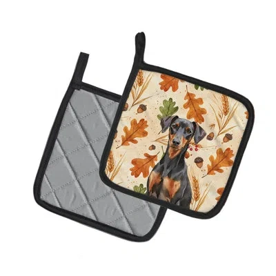 Caroline's Treasures German Pinscher Heirloom Fall Pair Of Pot Holders In Multicolor