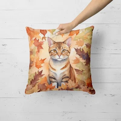 Caroline's Treasures German Rex Cat In Fall Leaves Throw Pillow In Multicolor
