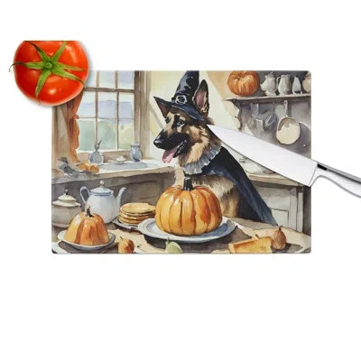 Caroline's Treasures German Shepherd Fall Kitchen Pumpkins Glass Cutting Board Large