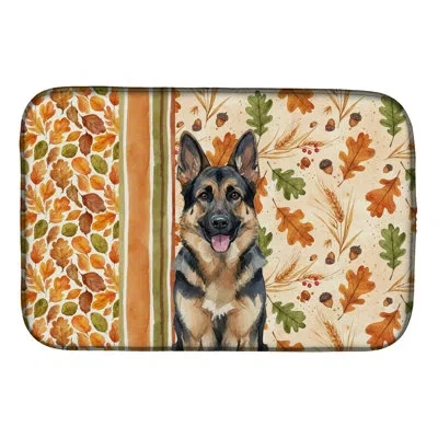 Caroline's Treasures German Shepherd Heirloom Fall Dish Drying Mat In Natural