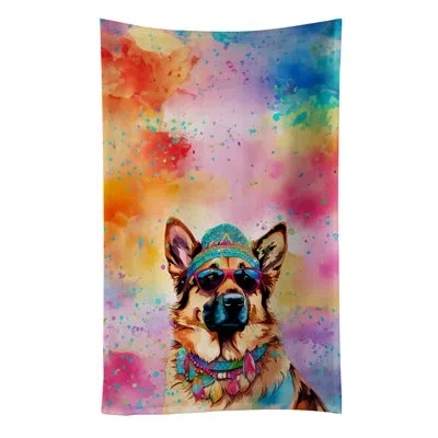 Caroline's Treasures German Shepherd Hippie Dawg Kitchen Towel In Multicolor