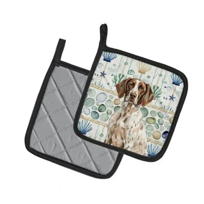Caroline's Treasures German Shorthaired Pointer Coastal Sea Glass Pair Of Pot Holders In Multicolor