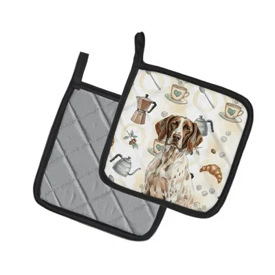 Caroline's Treasures German Shorthaired Pointer Coffee Bar Pair Of Pot Holders In Multicolor