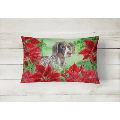 Caroline's Treasures German Shorthaired Pointer Poinsettias Indoor/outdoor Throw Pillow
