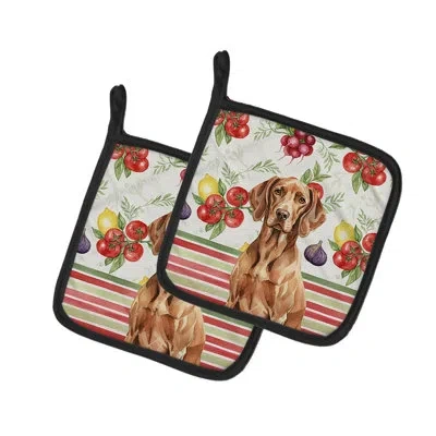 Caroline's Treasures German Shorthaired Pointer Vegetables Pair Of Pot Holders In Brown