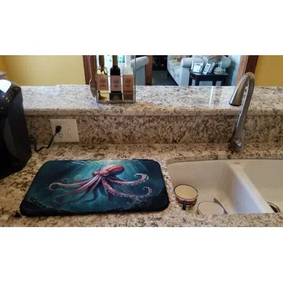 Caroline's Treasures Giant Squid Dish Drying Mat In Natural