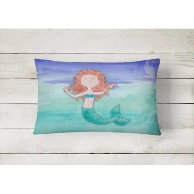 Caroline's Treasures Ginger Mermaid Watercolor Lumbar Pillow