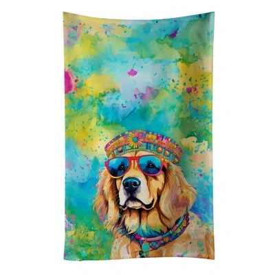 Caroline's Treasures Golden Retriever Hippie Dawg Kitchen Towel In Multicolor