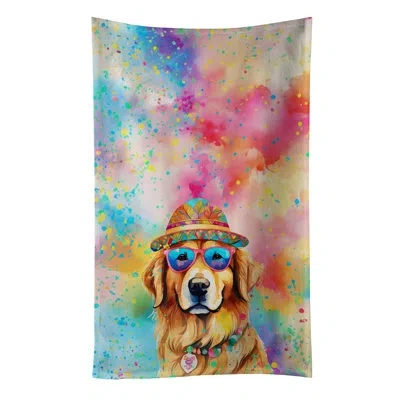 Caroline's Treasures Golden Retriever Hippie Dawg Kitchen Towel In Multicolor