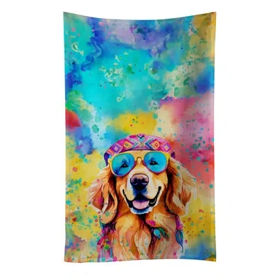 Caroline's Treasures Golden Retriever Hippie Dawg Kitchen Towel In Multicolor