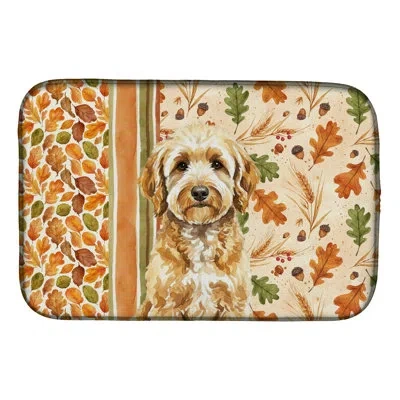 Caroline's Treasures Goldendoodle Heirloom Fall Dish Drying Mat In Natural