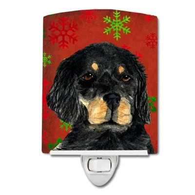 Caroline's Treasures Gordon Setter Snowflakes Christmas Ceramic Night Light In Brown