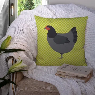 Caroline's Treasures Graphic Print Chicken Check Outdoor Throw Pillow In Green