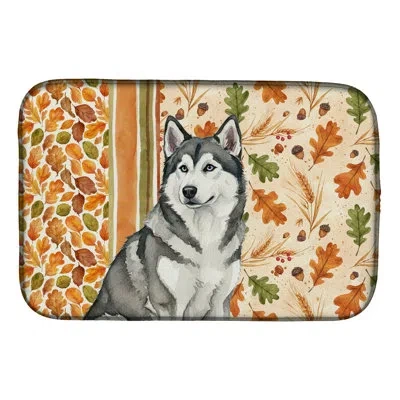 Caroline's Treasures Gray And White Alaskan Malamute Heirloom Fall Dish Drying Mat In Natural