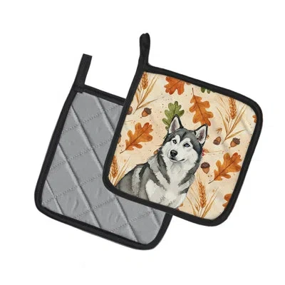 Caroline's Treasures Gray And White Alaskan Malamute Heirloom Fall Pair Of Pot Holders In Multicolor