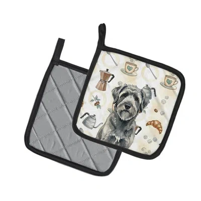 Caroline's Treasures Gray Bouvier Des Flandres Coffee Bar Pair Of Pot Holders In Multicolor
