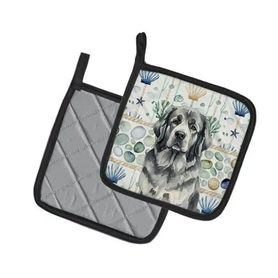 Caroline's Treasures Gray Newfoundland Coastal Sea Glass Pair Of Pot Holders In Multicolor