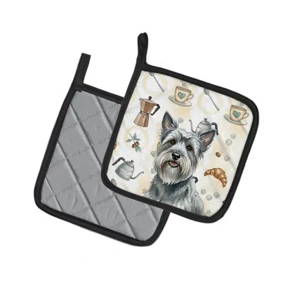 Caroline's Treasures Gray Skye Terrier Coffee Bar Pair Of Pot Holders In Multicolor