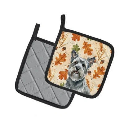 Caroline's Treasures Gray Skye Terrier Heirloom Fall Pair Of Pot Holders In Multicolor
