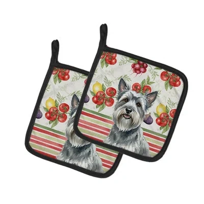 Caroline's Treasures Gray Skye Terrier Vegetables Pair Of Pot Holders In Multicolor