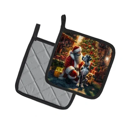 Caroline's Treasures Great Dane And Santa Claus Pair Of Pot Holders In Multicolor