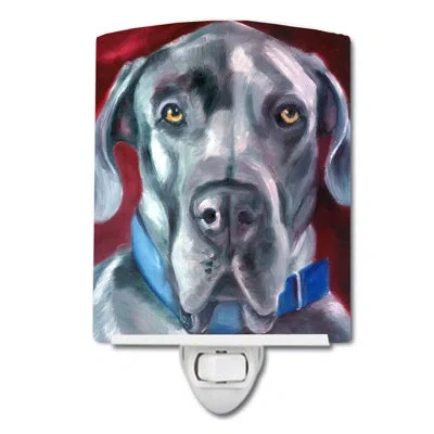 Caroline's Treasures Great Dane Natural Ears Collar Ceramic Night Light In Gray