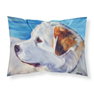 Caroline's Treasures Great Pyrenees At The Beach Pillowcase In Blue