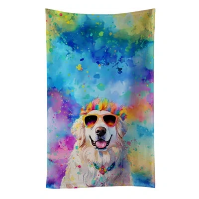 Caroline's Treasures Great Pyrenees Hippie Dawg Kitchen Towel In Multicolor