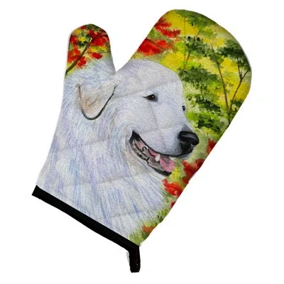 Caroline's Treasures Great Pyrenees Oven Mitt In White;green