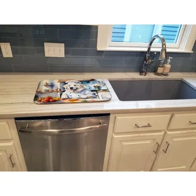 Caroline's Treasures Great Pyrenees The Chef Dish Drying Mat In Natural